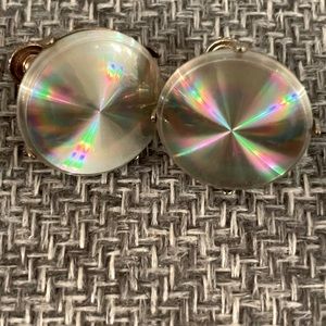 Goldstone celluloid screw back disc earrings